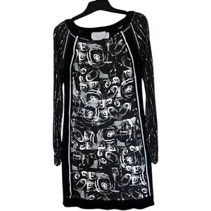 Elisa Cavaletti Long Sleeve Graphic Dress Luxury Italian Made Size Small